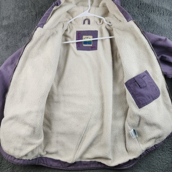 Canvas Sherpa Lined Jacket Youth Regular Large 14-18 Workwear Outdoors Hooded - Picture 8 of 13